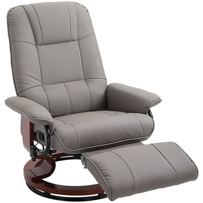 Fauteuil inclinable pivotant à base manuelle réglable en simili cuir avec repose-pieds confortable et relaxant de HomCom