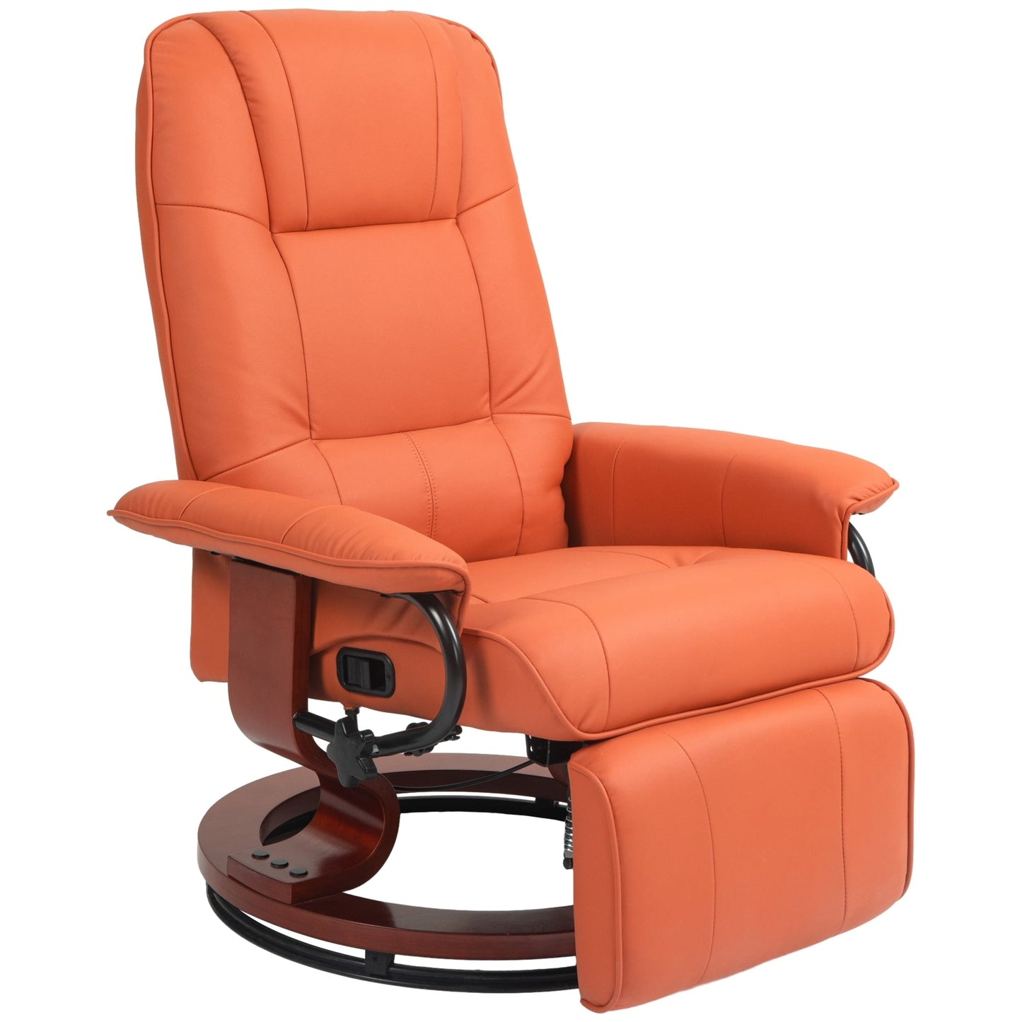 Fauteuil inclinable pivotant à base manuelle réglable en simili cuir avec repose-pieds confortable et relaxant de HomCom