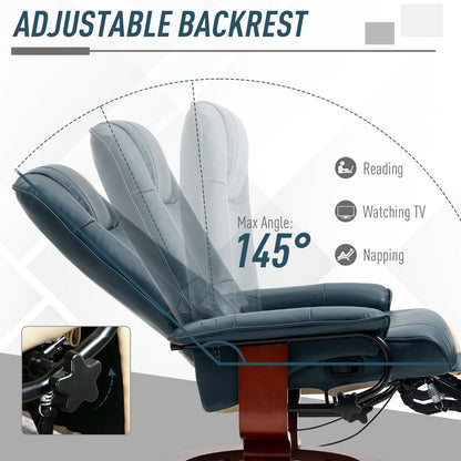 Fauteuil inclinable pivotant à base manuelle réglable en simili cuir avec repose-pieds confortable et relaxant de HomCom