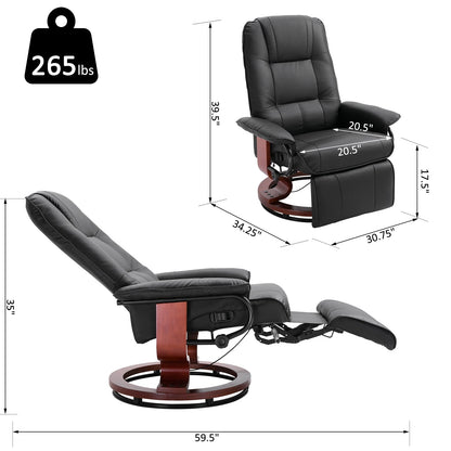 Fauteuil inclinable pivotant à base manuelle réglable en simili cuir avec repose-pieds confortable et relaxant de HomCom