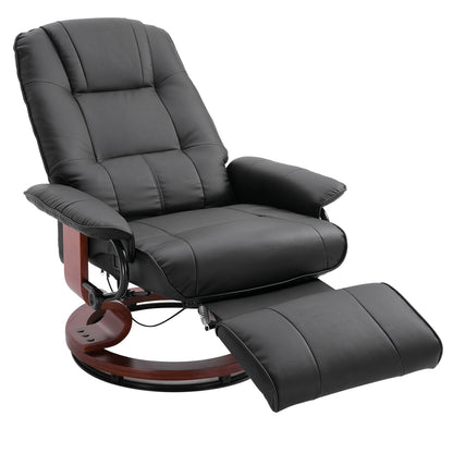 Fauteuil inclinable pivotant à base manuelle réglable en simili cuir avec repose-pieds confortable et relaxant de HomCom