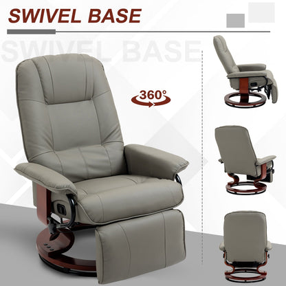 Fauteuil inclinable pivotant à base manuelle réglable en simili cuir avec repose-pieds confortable et relaxant de HomCom