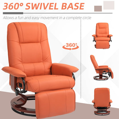 Fauteuil inclinable pivotant à base manuelle réglable en simili cuir avec repose-pieds confortable et relaxant de HomCom