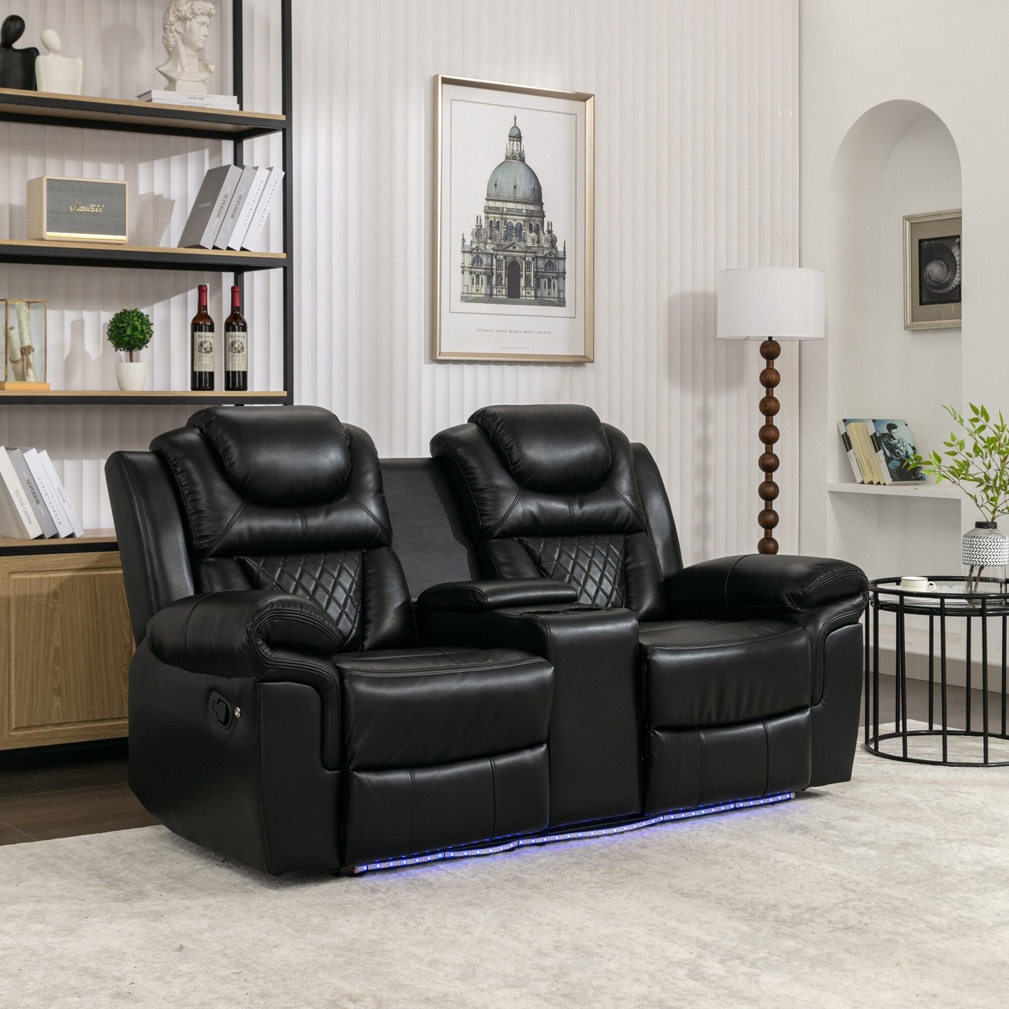 Fauteuil inclinable manuel pour home cinéma avec rangement intégré