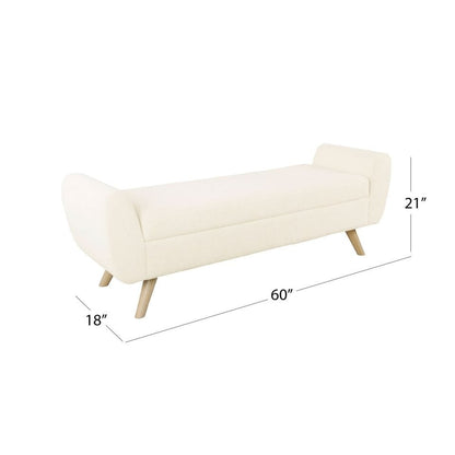 HomePop Banc de rangement moderne en sherpa avec pieds en bois