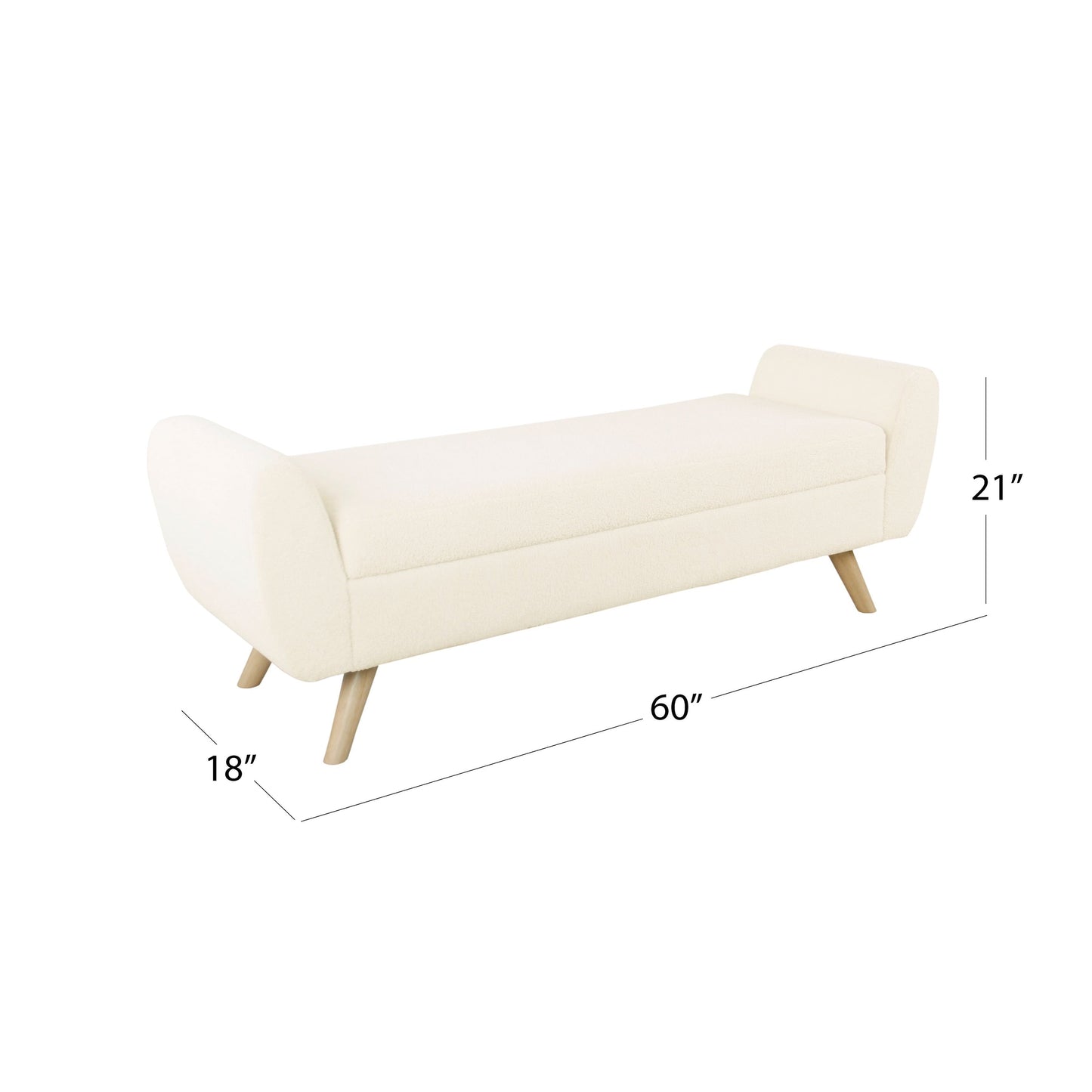 HomePop Banc de rangement moderne en sherpa avec pieds en bois