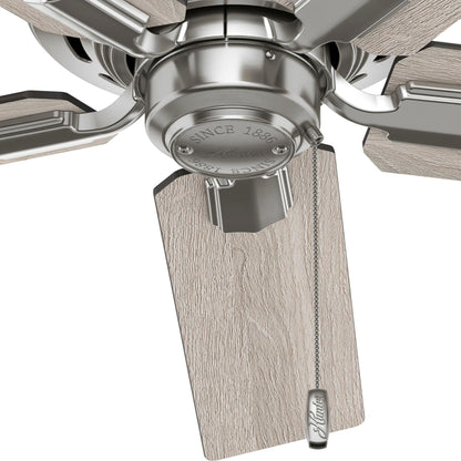 Ventilateur de plafond Hunter 44 Altidore en nickel brossé avec kit d'éclairage LED, cordon d'actionnement - Style rustique, champêtre, transitionnel