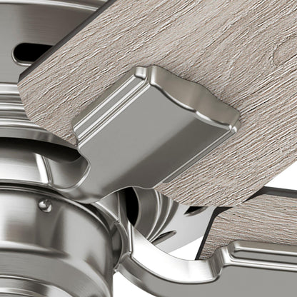 Ventilateur de plafond Hunter 44 Altidore en nickel brossé avec kit d'éclairage LED, cordon d'actionnement - Style rustique, champêtre, transitionnel