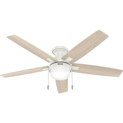 Ventilateur de plafond Hunter 52 Anisten à profil bas avec éclairage LED et cordon d'actionnement - Style moderne, contemporain, transitionnel