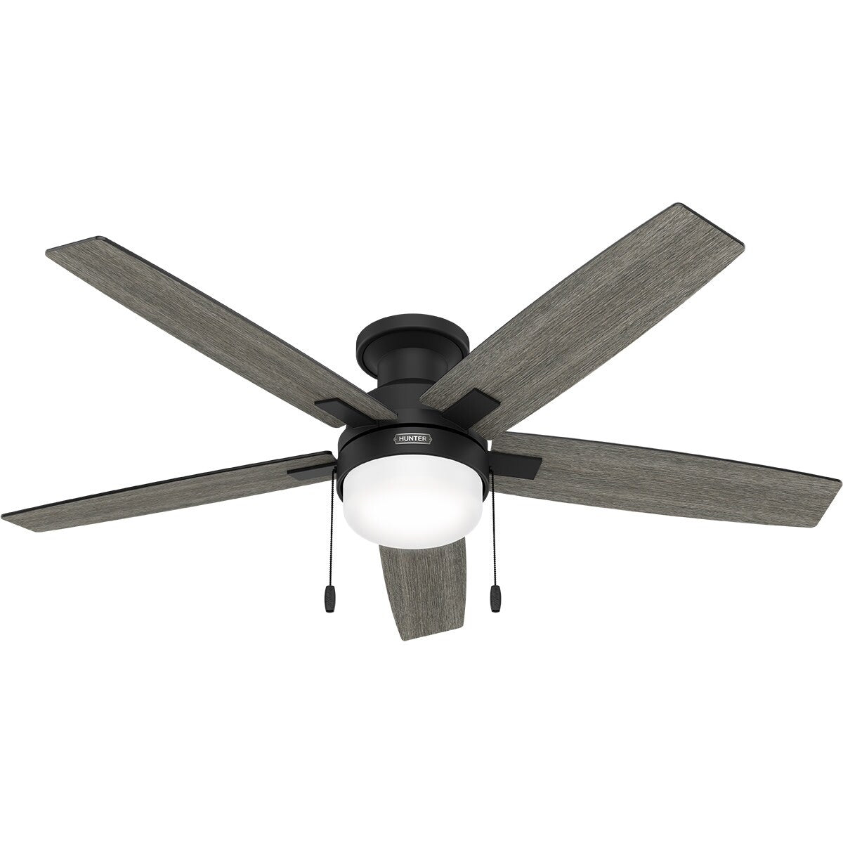 Ventilateur de plafond Hunter 52 Anisten à profil bas avec éclairage LED et cordon d'actionnement - Style moderne, contemporain, transitionnel