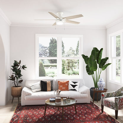 Ventilateur de plafond Hunter 52 Anisten à profil bas avec éclairage LED et cordon d'actionnement - Style moderne, contemporain, transitionnel