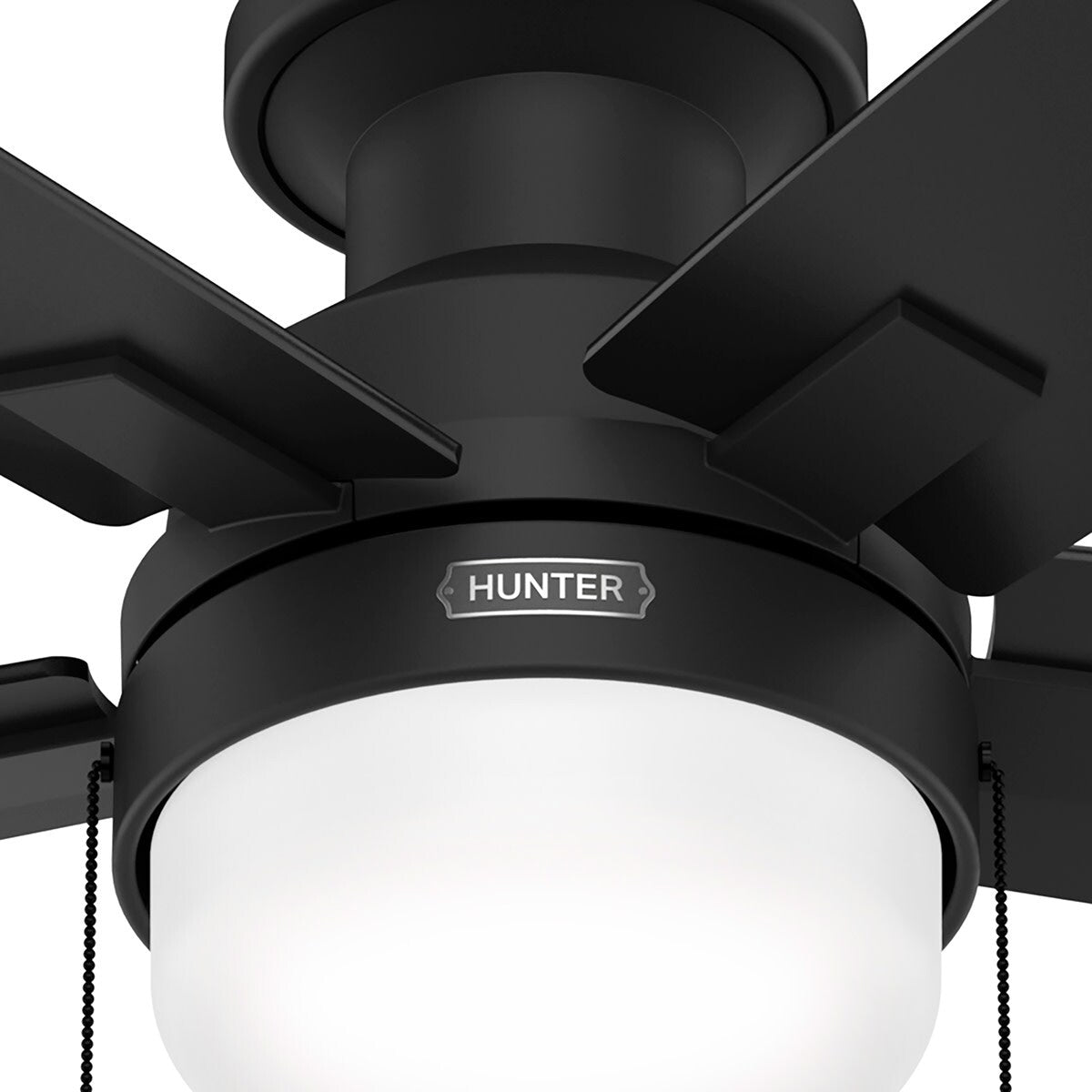 Ventilateur de plafond Hunter 52 Anisten à profil bas avec éclairage LED et cordon d'actionnement - Style moderne, contemporain, transitionnel