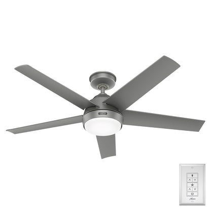 Ventilateur de plafond d'extérieur Hunter 52 Skyflow avec kit d'éclairage LED, commande murale - Style côtier moderne contemporain - WeatherMax - ÉQUIPEMENT POUR L'EXTÉRIEUR !