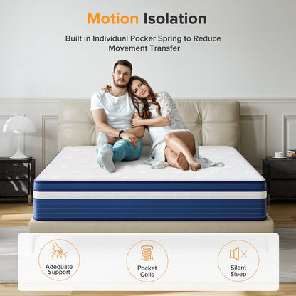 Matelas à ressorts avec surcouche moelleuse de 25 cm (10 po) SweDrea, fermeté moyenne, pour soulager le mal de dos et rafraîchir, certifié CertiPUR-US, SGS et OEKO-TEX.