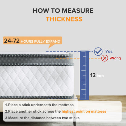 Matelas en mousse à mémoire de forme hybride SweDrea de 30 cm (12 po) à fermeté moyenne, certifié CertiPUR-US et Oeko-TEX, avec absorption au charbon de bambou.