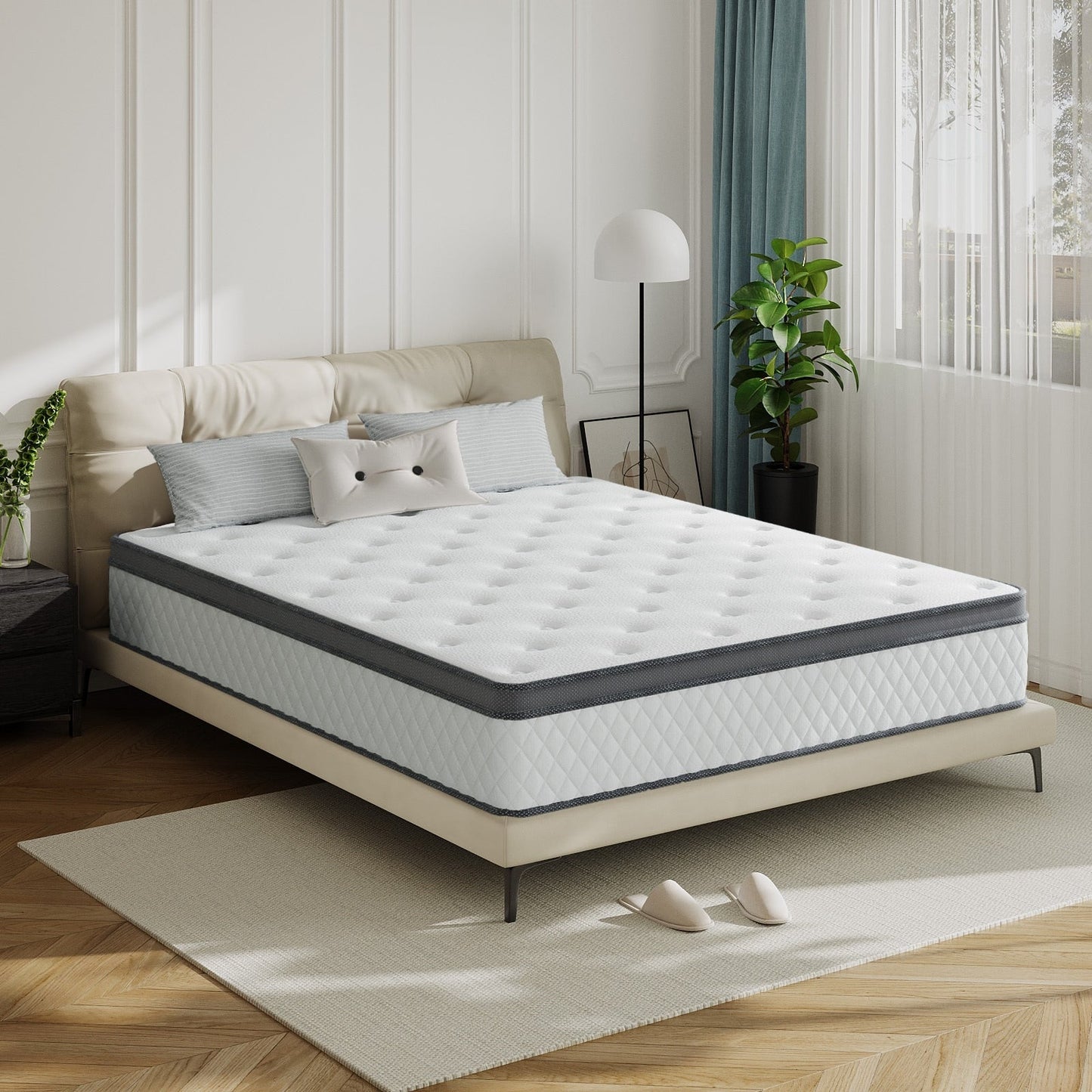 Matelas en mousse à mémoire de forme hybride SweDrea de 30 cm (12 po) à fermeté moyenne, certifié CertiPUR-US et Oeko-TEX, avec absorption au charbon de bambou.