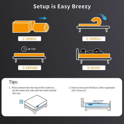 Matelas hybride en mousse à mémoire de forme SweDrea Plush, 8/12 pouces, respirant et rafraîchissant, certifié CertiPUR-US, SGS et OEKO-TEX.