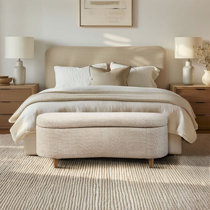 Banc d'appoint incurvé avec rangement INK IVY Bailey en style bouclé