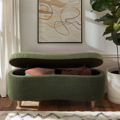 Banc d'appoint incurvé avec rangement INK IVY Bailey en style bouclé