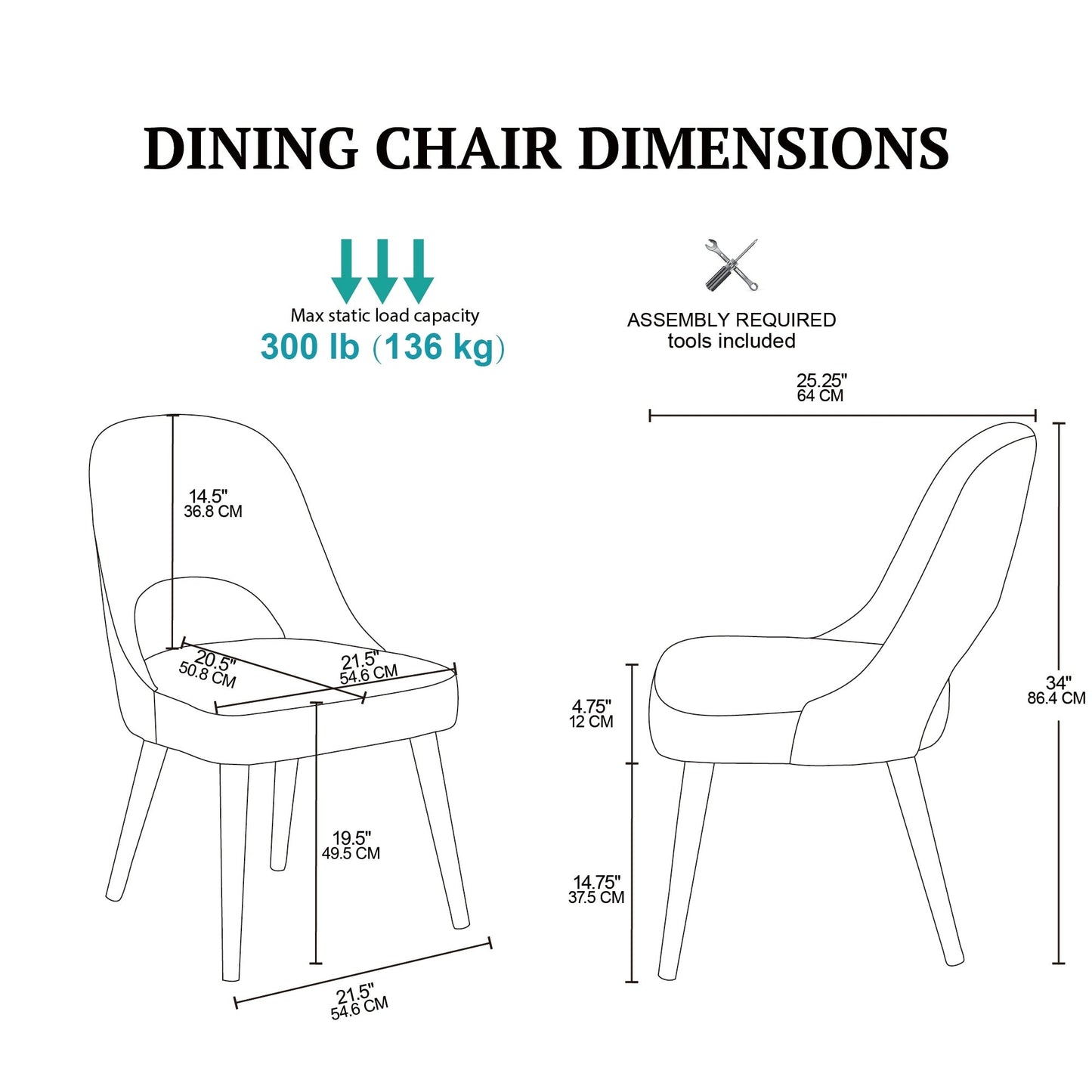 INK IVY Nola - Lot de 2 chaises de salle à manger rembourrées avec dossier ajouré