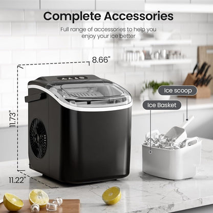 Ice Makers Countertop, Portable Ice Maker Machine with Handle, Self-Cleaning Ice Maker, for Home/Office/Kitchen