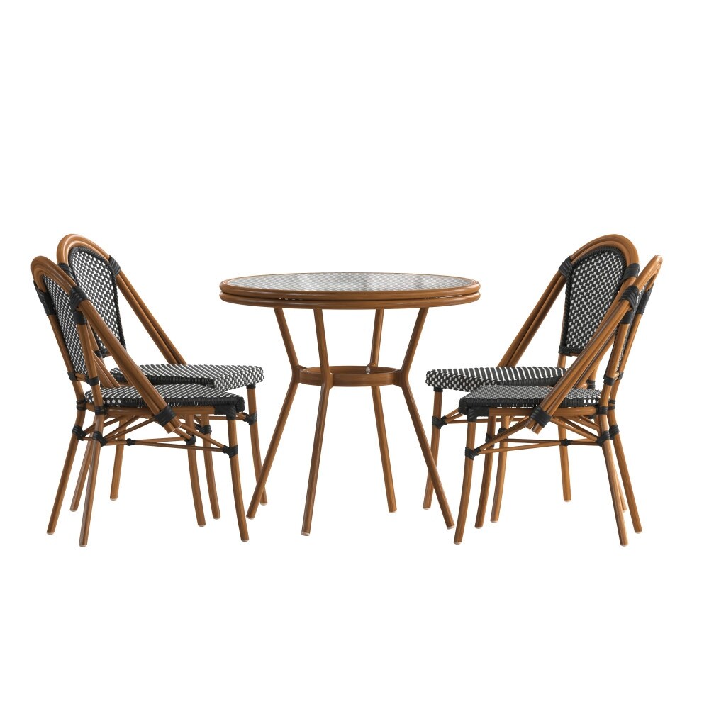 Ensemble de bistro commercial pour intérieur/extérieur avec table et quatre chaises