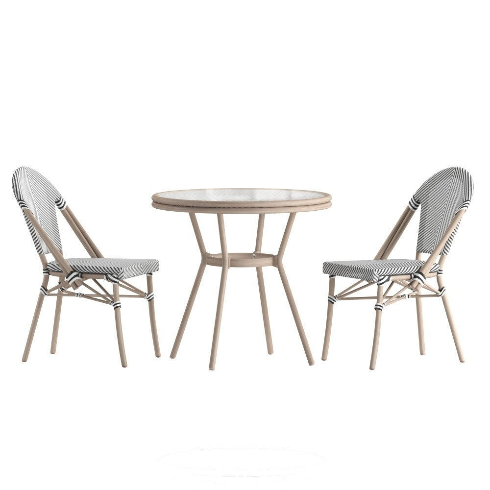 Ensemble bistrot commercial pour intérieur/extérieur avec table et deux chaises