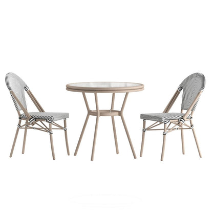 Ensemble bistrot commercial pour intérieur/extérieur avec table et deux chaises
