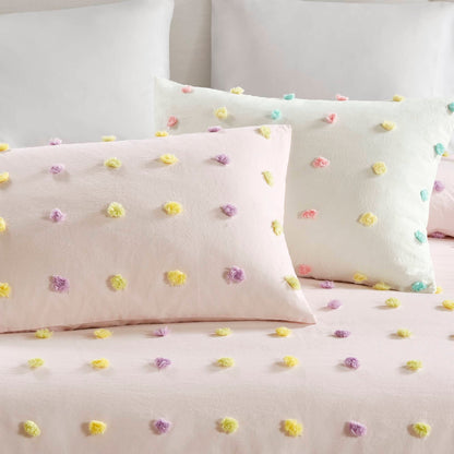 Intelligent Design Kids Ensley Pom Pom Cotton Jacquard Quilt Set with Throw Pillows