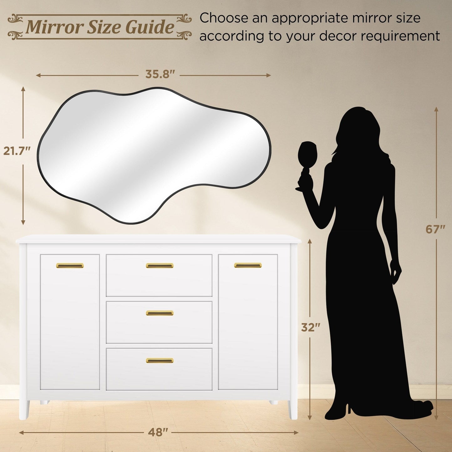 Irregular Wall Mirror Decorative Asymmetrical Wall Mirror