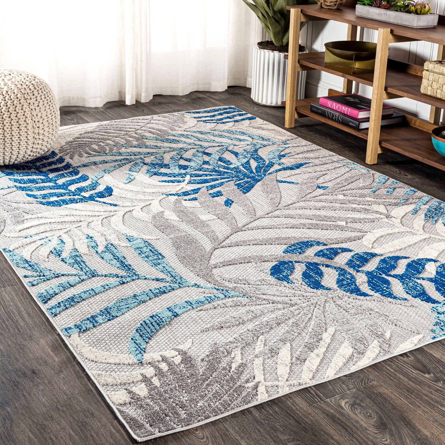 JONATHAN Y Aydin Palm Leaves Indoor/Outdoor Area Rug