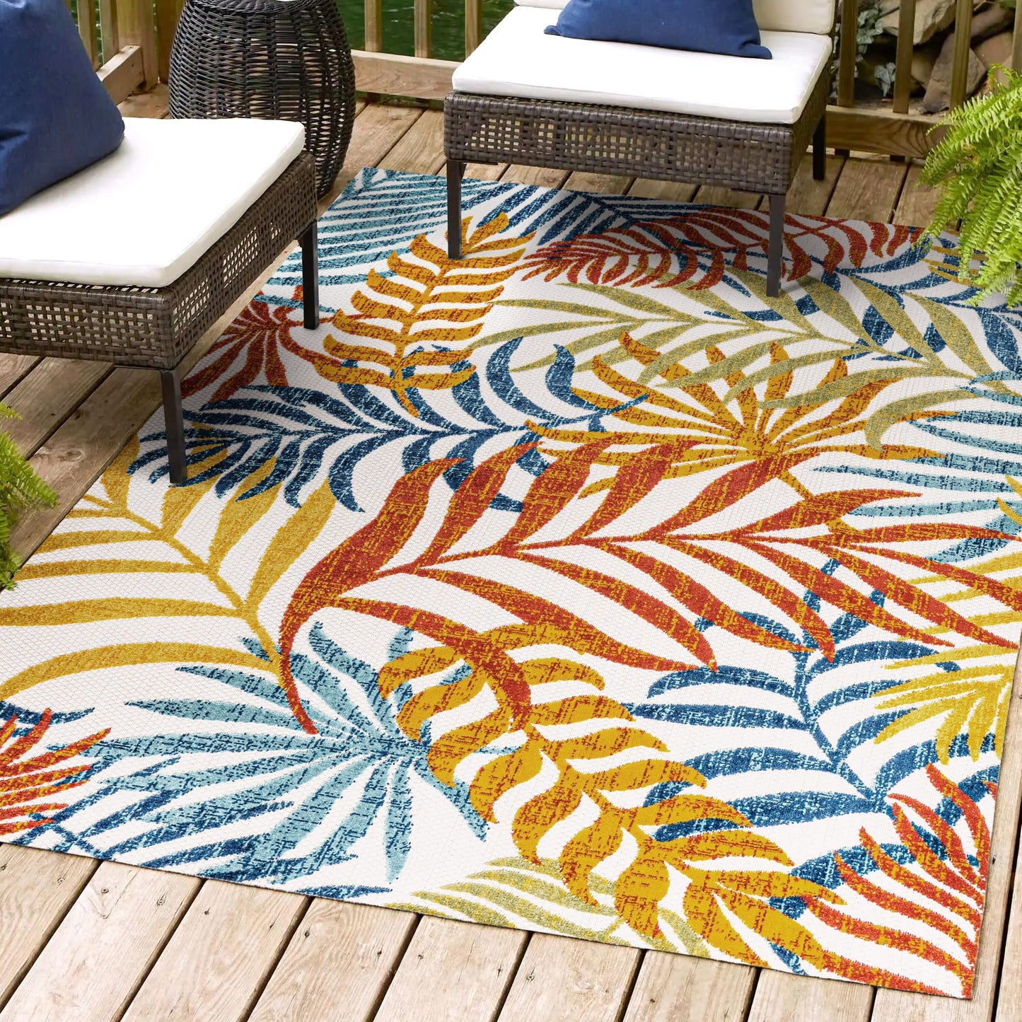 JONATHAN Y Aydin Palm Leaves Indoor/Outdoor Area Rug