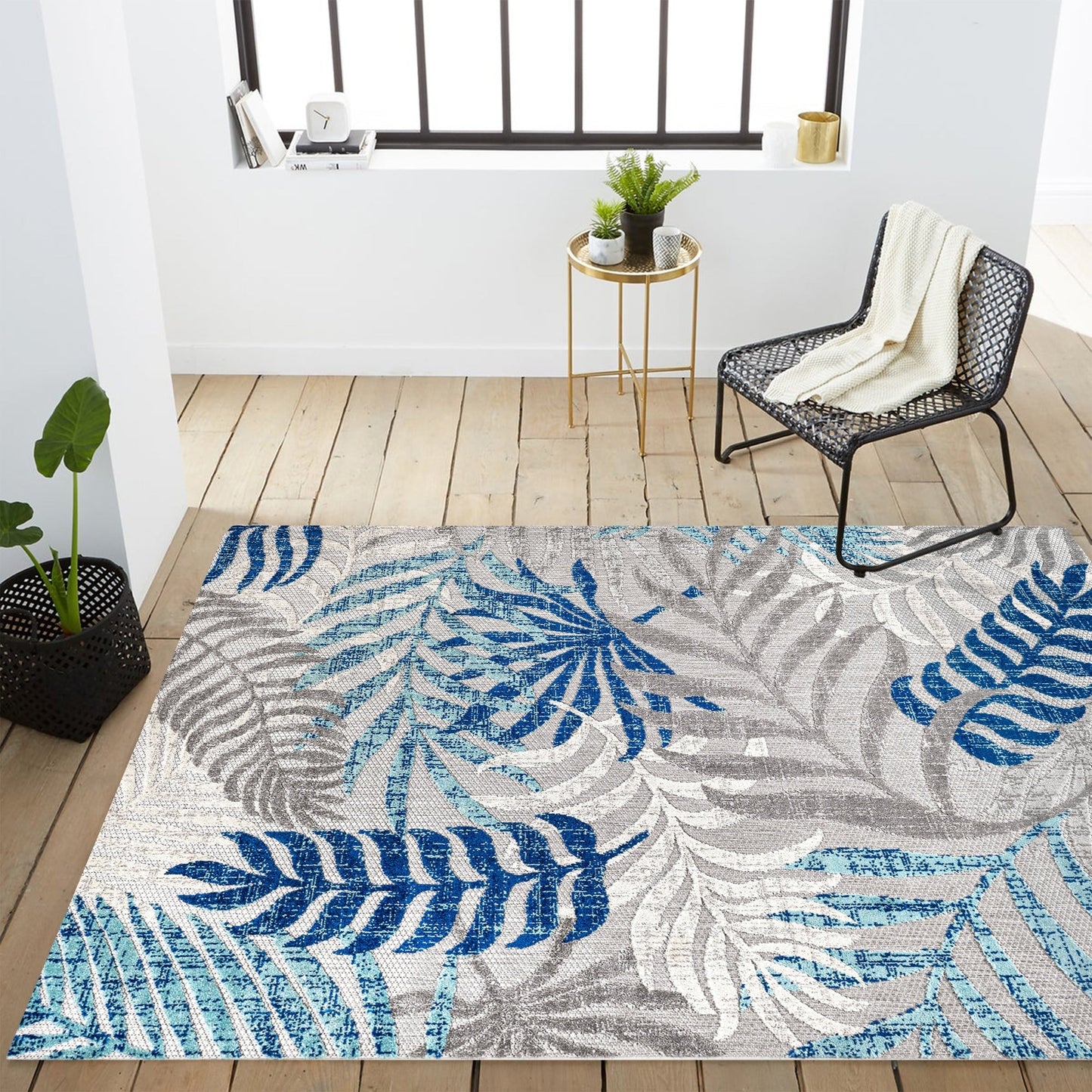 JONATHAN Y Aydin Palm Leaves Indoor/Outdoor Area Rug