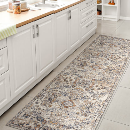 JONATHAN Y Brandy Bohemian Medallion Low-Pile Machine-Washable Cream/Terra Area Rug