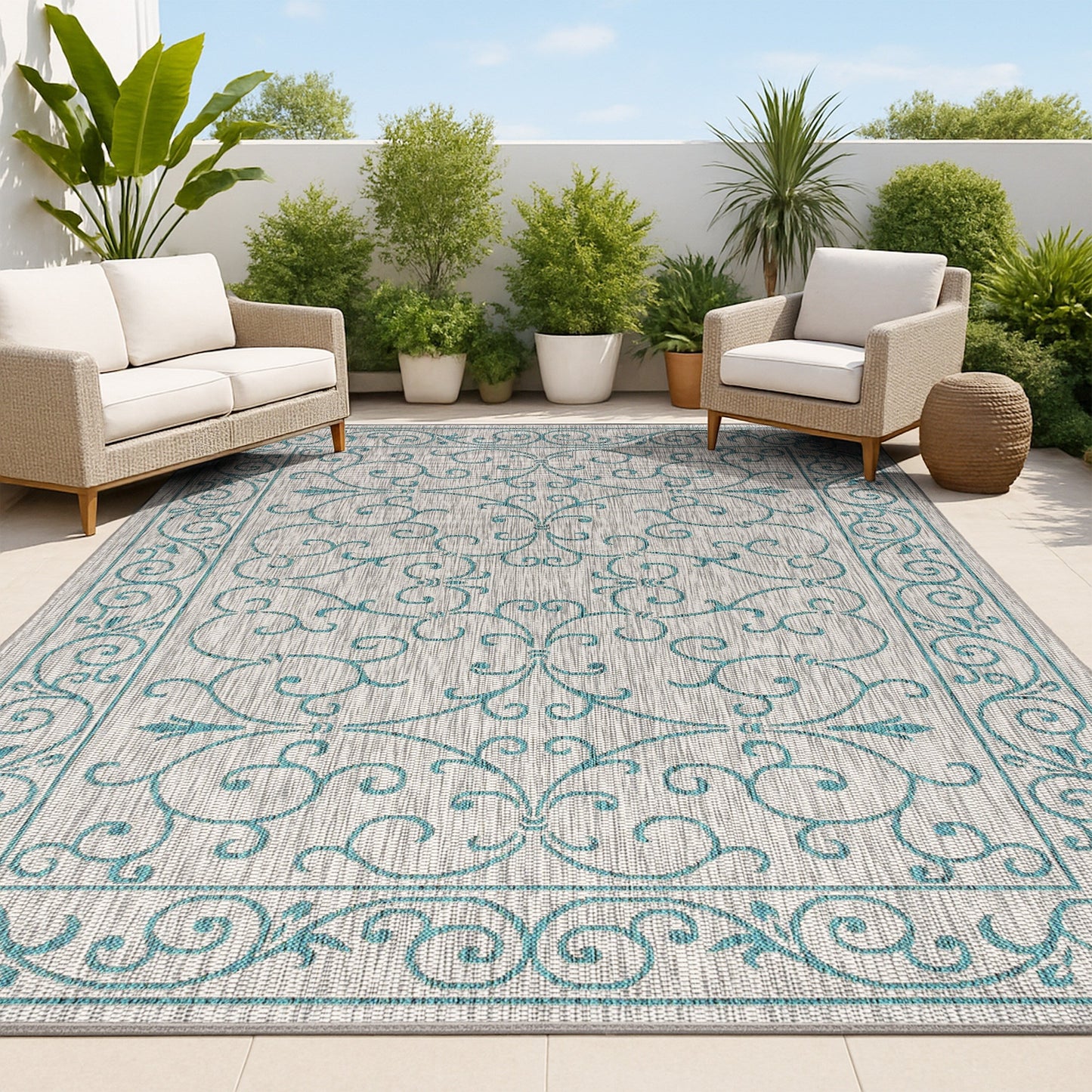 JONATHAN Y Filigree Textured Weave Indoor/Outdoor Area Rug