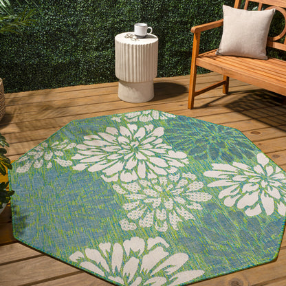 JONATHAN Y Floral Textured Weave Indoor/Outdoor Area Rug