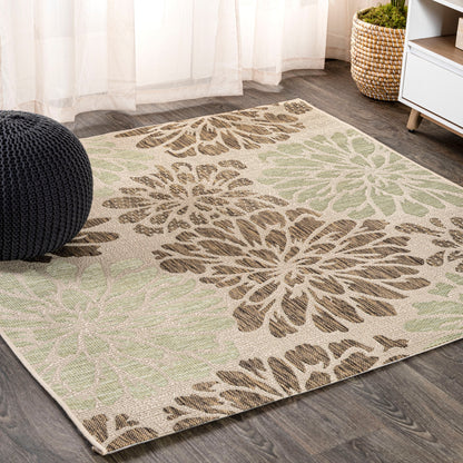 JONATHAN Y Floral Textured Weave Indoor/Outdoor Area Rug
