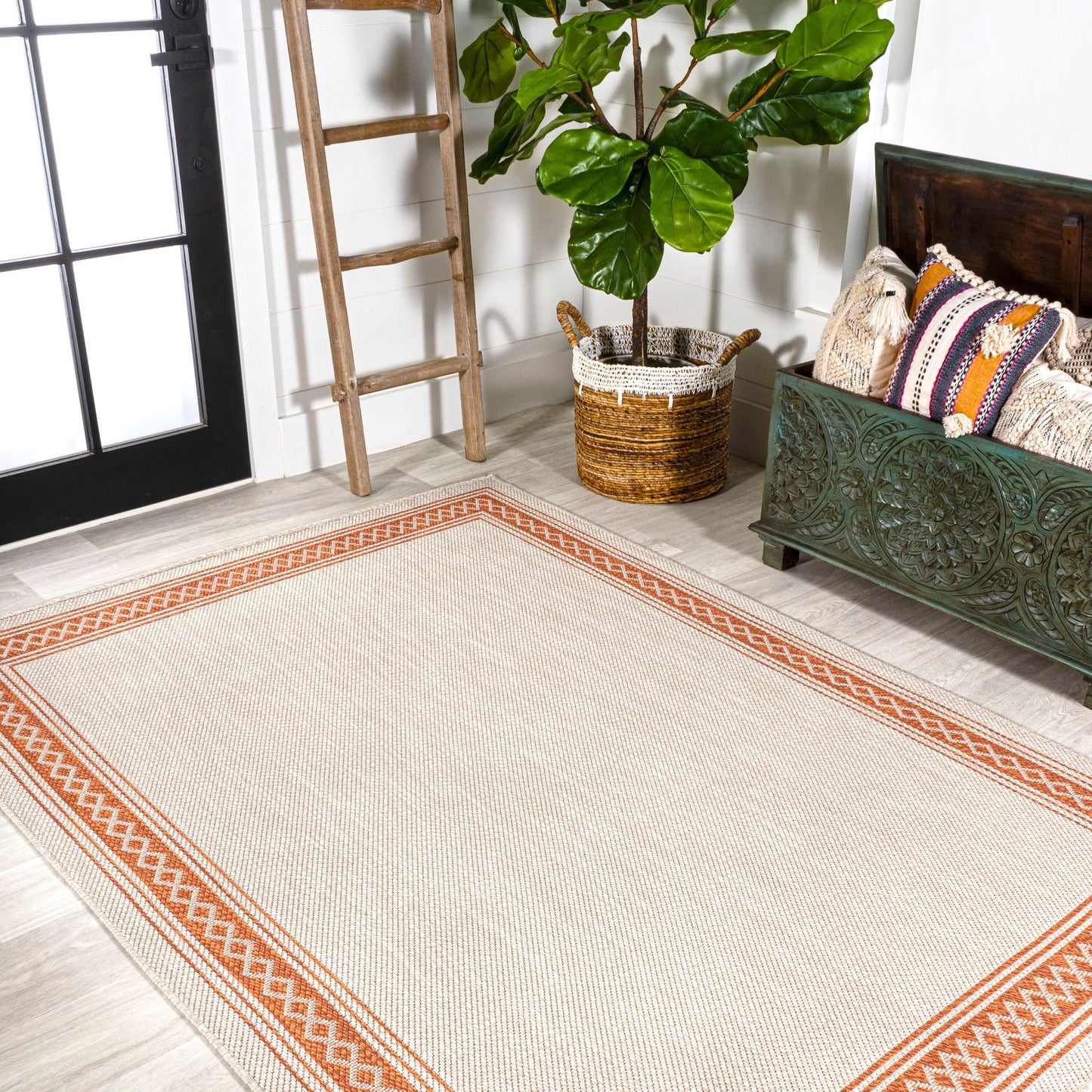 JONATHAN Y Havana Classic Diamond Border Indoor/Outdoor Area Rug