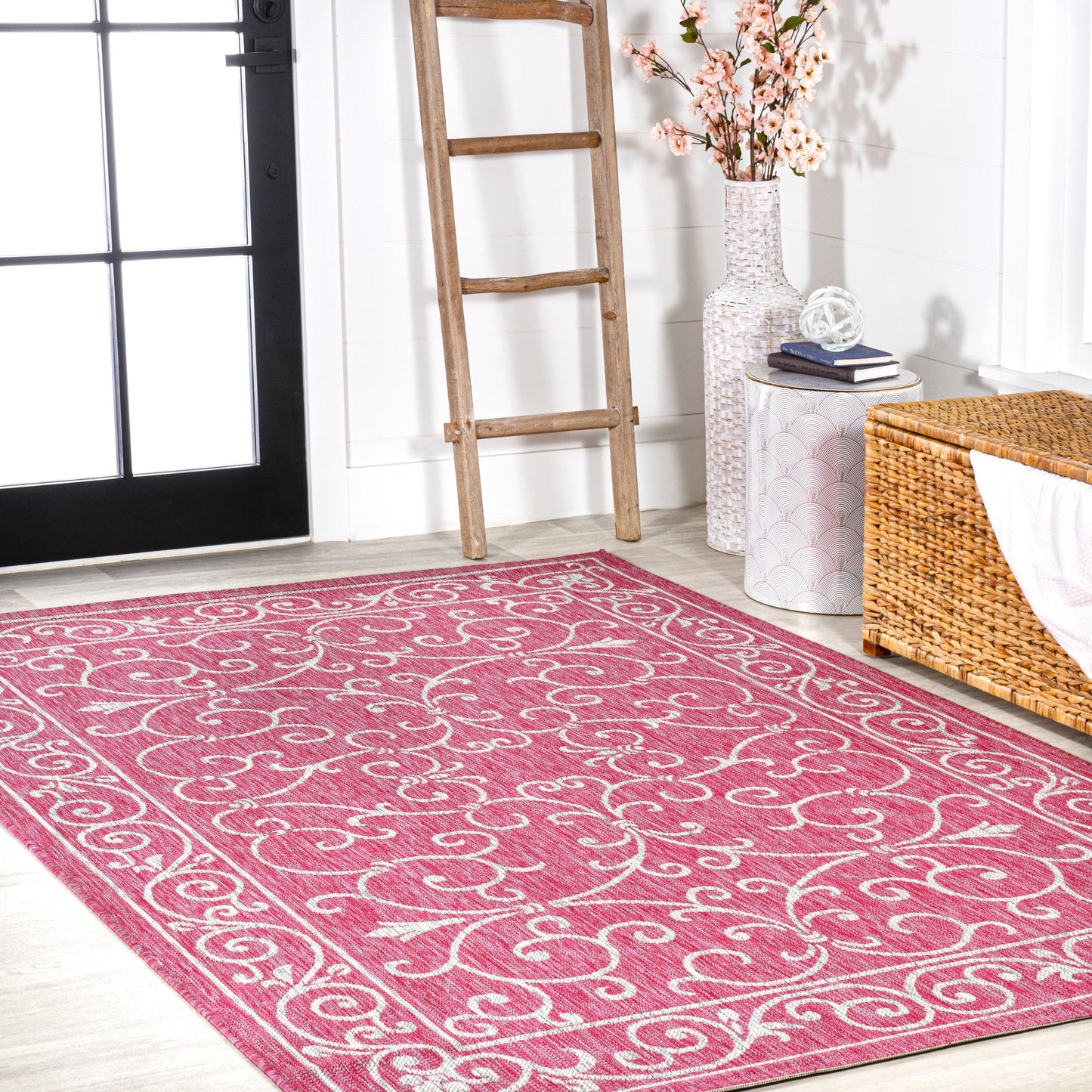 JONATHAN Y Filigree Textured Weave Indoor/Outdoor Area Rug