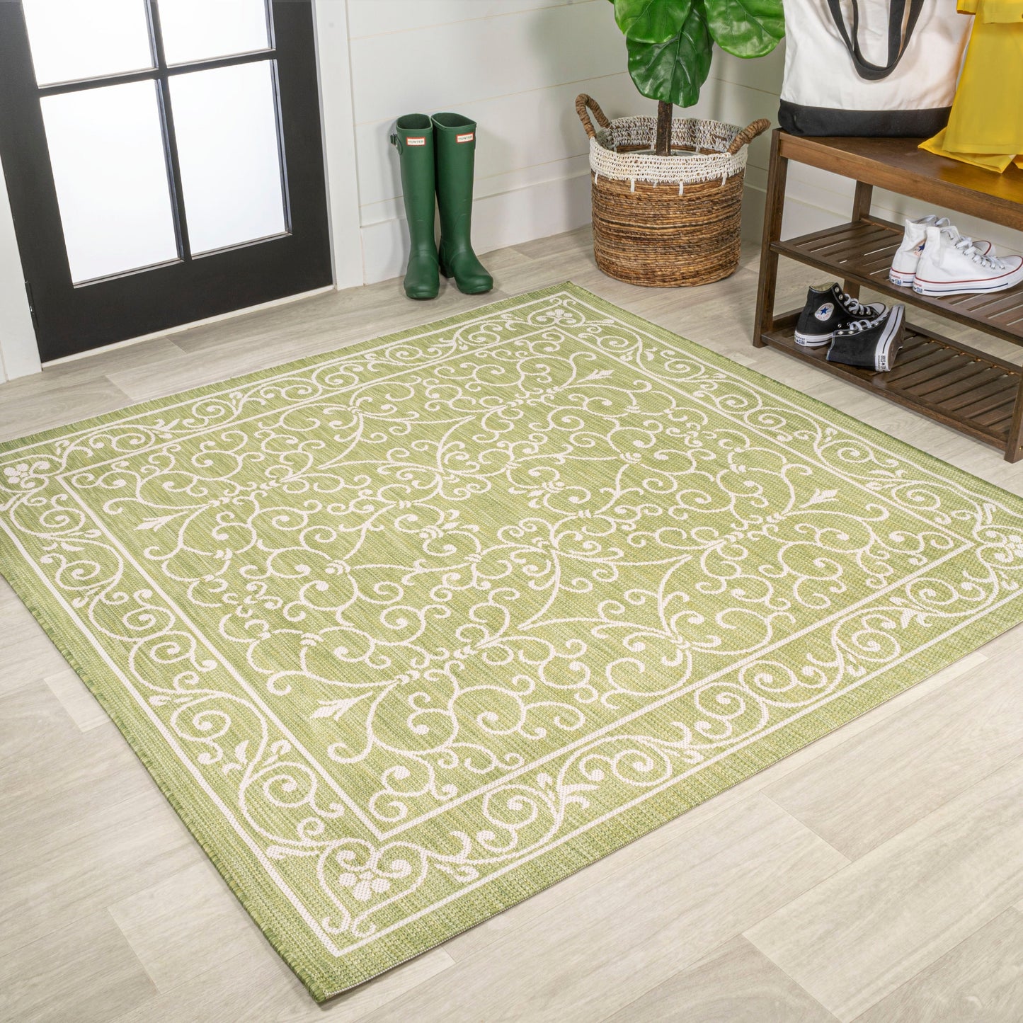 JONATHAN Y Filigree Textured Weave Indoor/Outdoor Area Rug