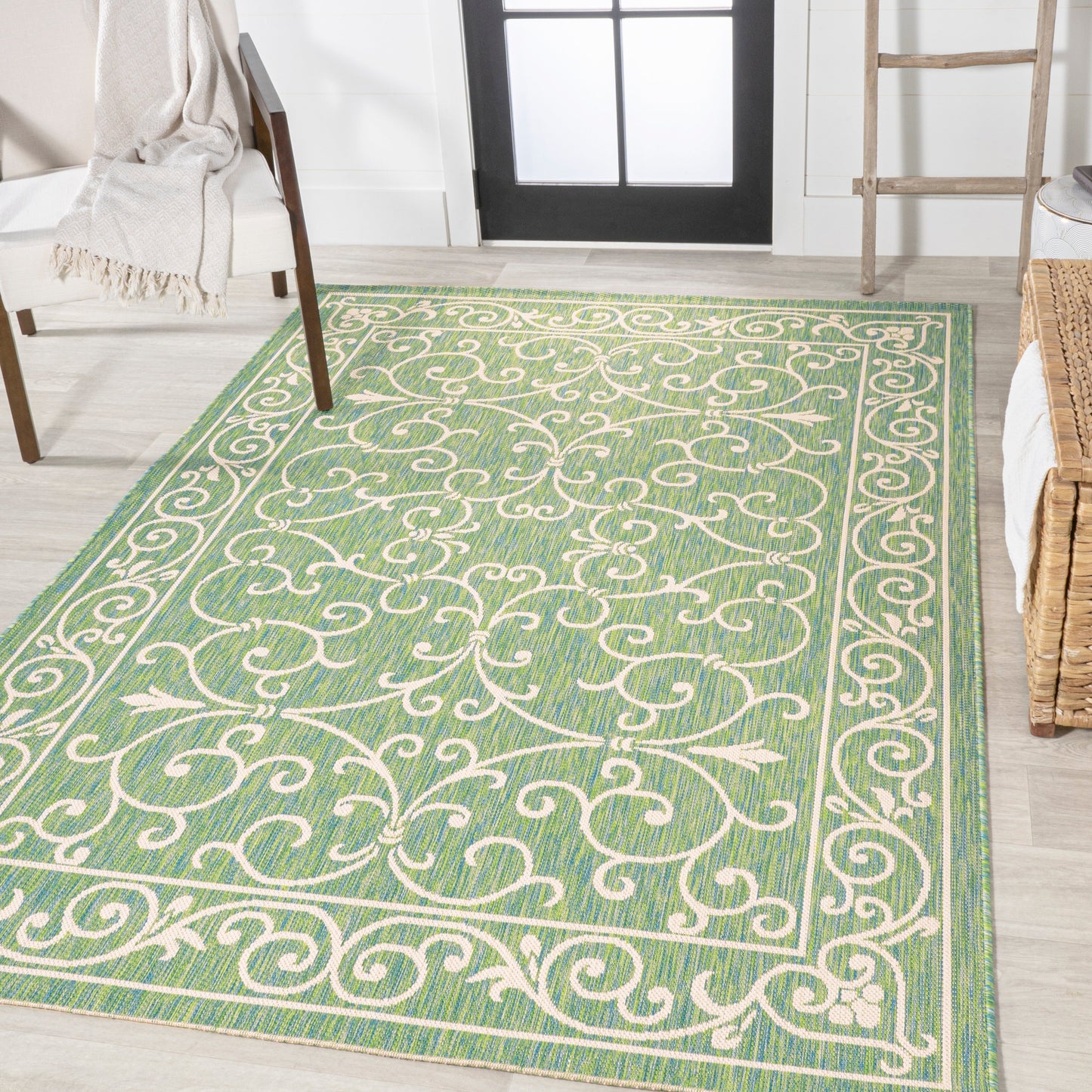 JONATHAN Y Filigree Textured Weave Indoor/Outdoor Area Rug