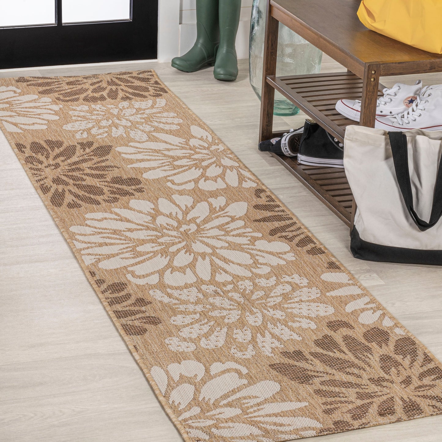 JONATHAN Y Floral Textured Weave Indoor/Outdoor Area Rug
