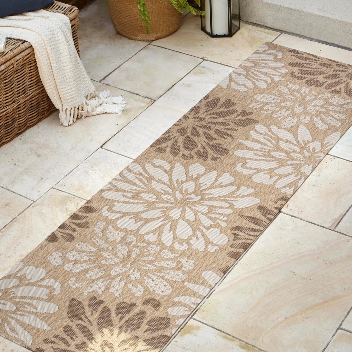 JONATHAN Y Floral Textured Weave Indoor/Outdoor Area Rug