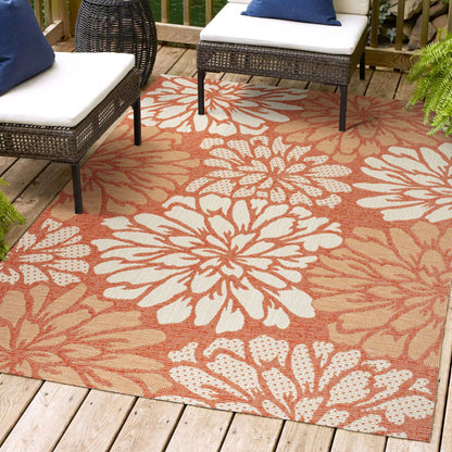 JONATHAN Y Floral Textured Weave Indoor/Outdoor Area Rug