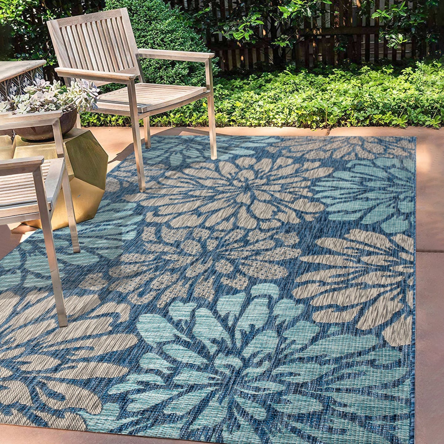 JONATHAN Y Floral Textured Weave Indoor/Outdoor Area Rug