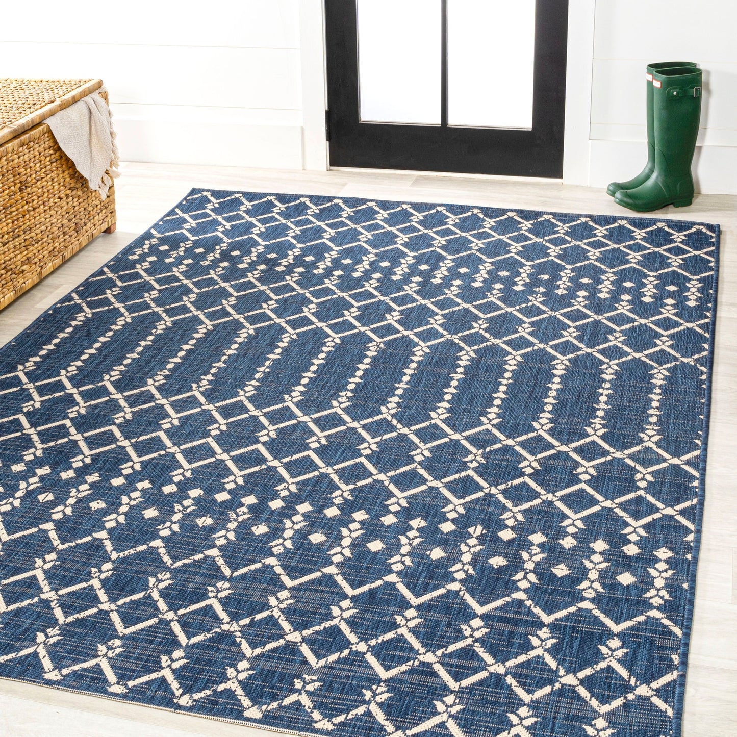 JONATHAN Y Trebol Moroccan Geometric Textured Weave Indoor/Outdoor Area Rug