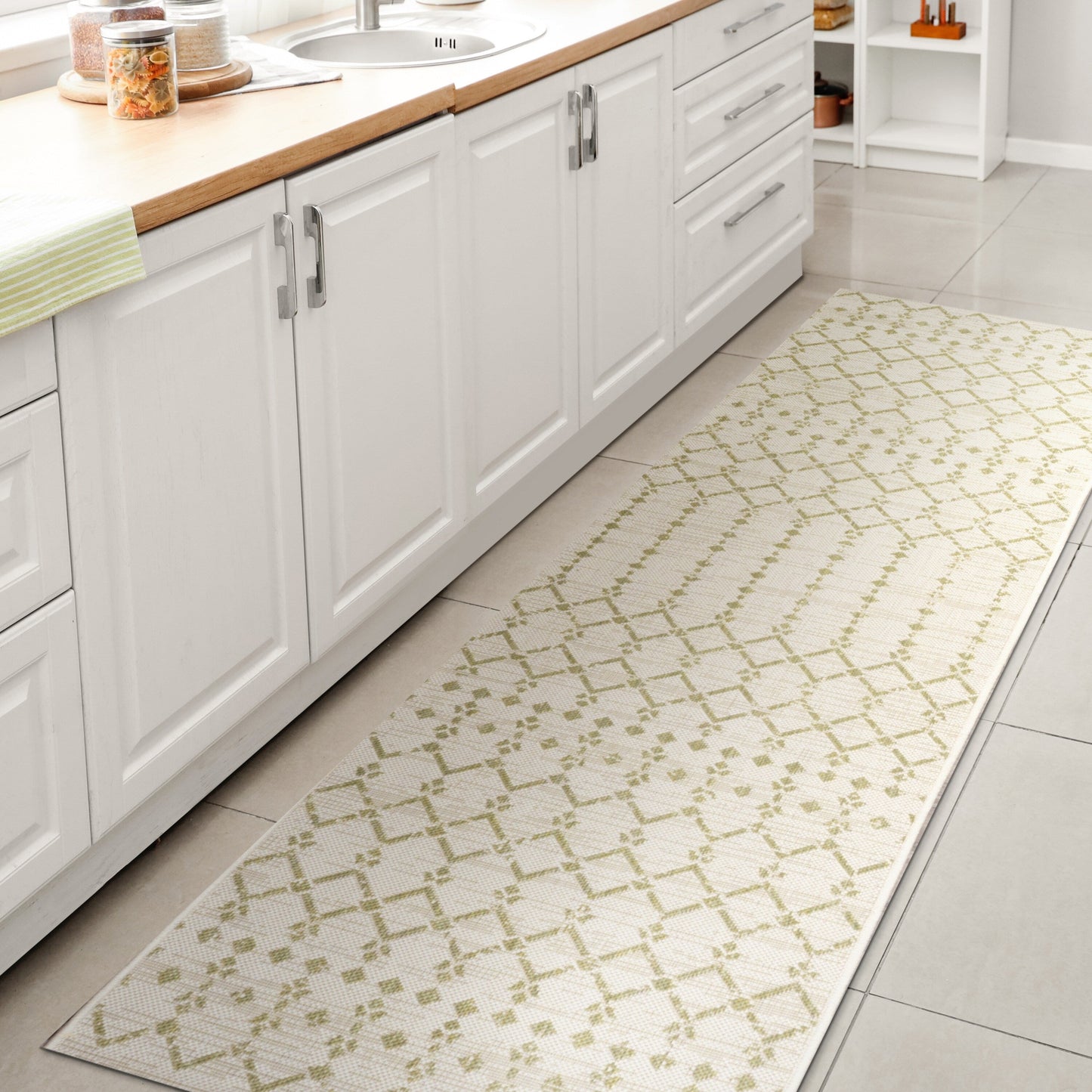 JONATHAN Y Trebol Moroccan Geometric Textured Weave Indoor/Outdoor Area Rug