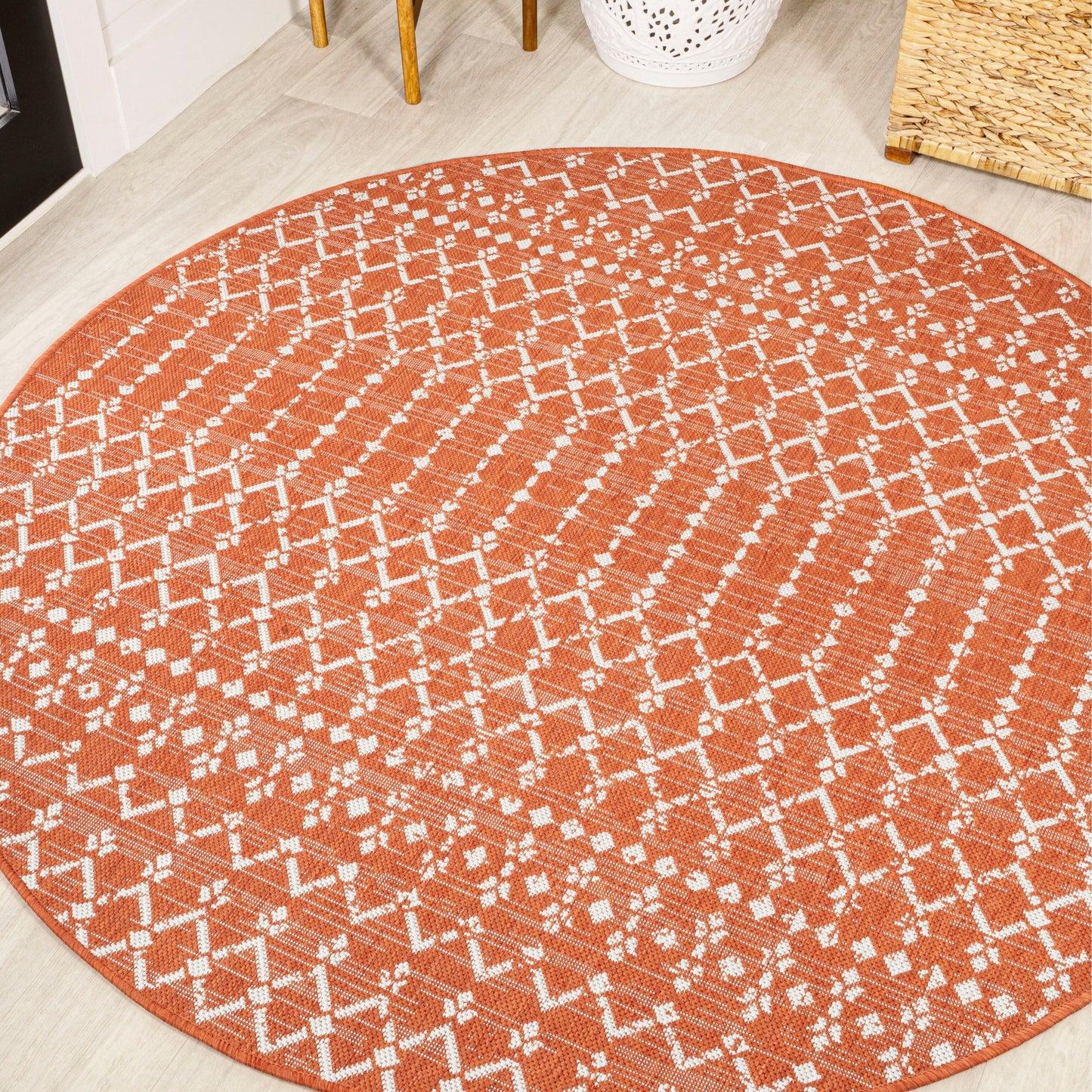 JONATHAN Y Trebol Moroccan Geometric Textured Weave Indoor/Outdoor Area Rug