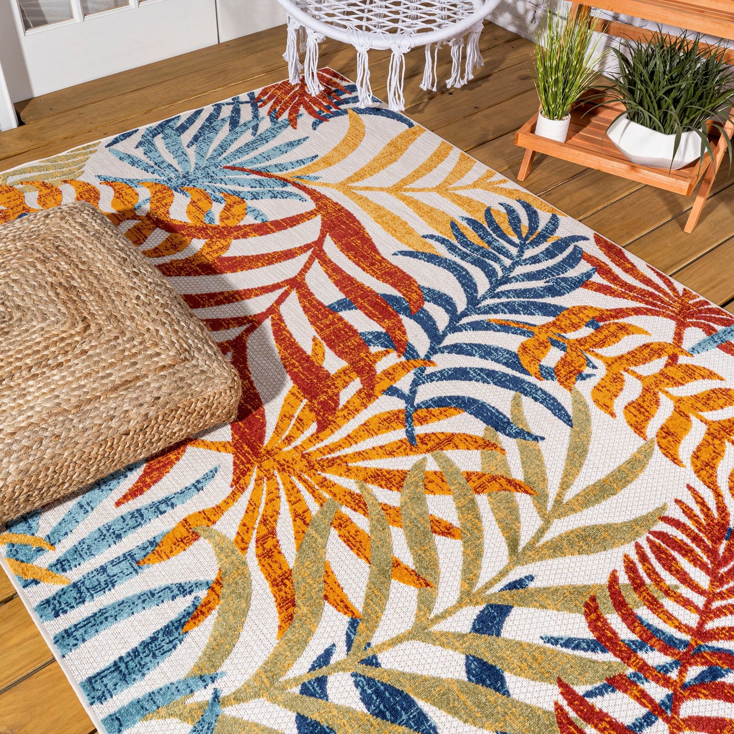 JONATHAN Y Aydin Palm Leaves Indoor/Outdoor Area Rug