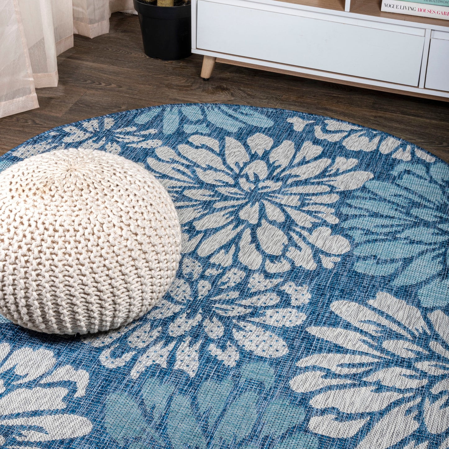 JONATHAN Y Floral Textured Weave Indoor/Outdoor Area Rug